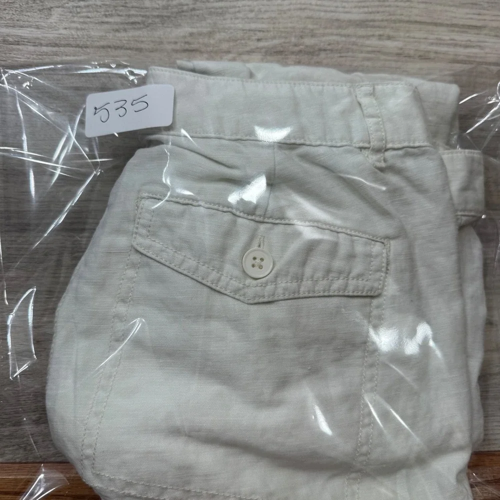 LOFT Womens White Cargo Utility‎ Pants Size 0 Linen Blend Casual Chic - Picture 10 of 10